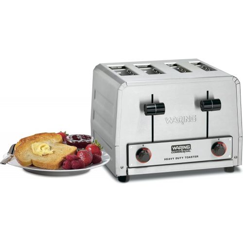  Waring Commercial WCT815 Heavy Duty Stainless Steel Bread and Bagel Combination 240-volt Toaster with 4 Slots