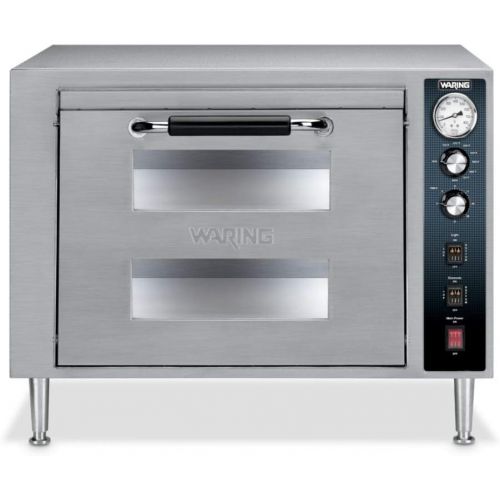  Waring Commercial WPO750 Double Deck Pizza Oven with Dual Door, Silver