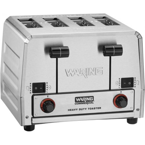  Waring Commercial WCT805 Heavy Duty Stainless Steel Standard Toaster with 4 Slots, 12-Amp