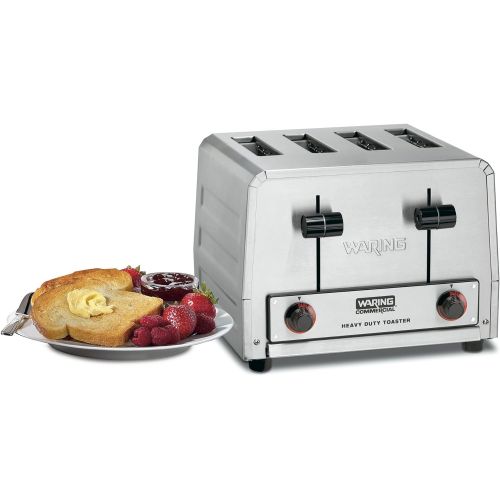  Waring Commercial WCT805 Heavy Duty Stainless Steel Standard Toaster with 4 Slots, 12-Amp