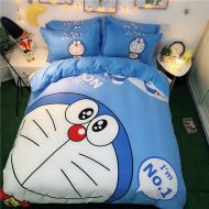 Warm Embrace Kids Bedding Set 100% Natural Cotton Boys Bed in a Bag Doraemon,Duvet/Comforter Cover and Pillowcase and Fitted Sheet and Comforter,King Size,5 Piece