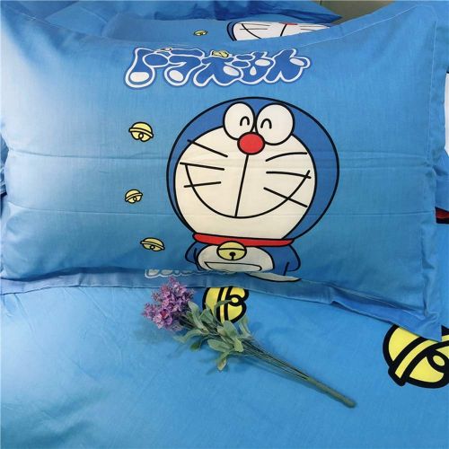  Warm Embrace Kids Bedding Set 100% Natural Cotton Boys Bed in a Bag Doraemon,Duvet/Comforter Cover and Pillowcase and Fitted Sheet and Comforter,King Size,5 Piece