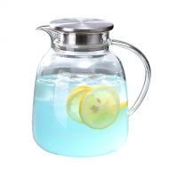 WarmCrystal, Large Glass Cold Teakettle, Pitcher and Carafe for Tea, Coffee, Lemonade and Ice Teapot (64 oz)