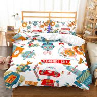 WarmGo Cute Robot Bedding Set for Kids Boys, Duvet Cover Set,2pcs 1 Duvet Cover 1 Pillowcase(No Comforter Inside) 100% Polyester,Twin Size