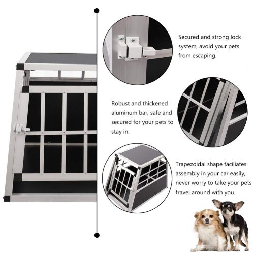  WarmieHomy Heavy Duty Dog Carrier Alumium Dog Cat Crate Lockable Car Travel Transport Box Pet Kennel, 21.26 L x 27.17 W x 19.69 H