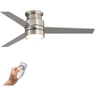 warmiplanet Flush Mount Ceiling Fan with Lights Remote Control, 52-Inch, Brushed Nickel(3-Blades)