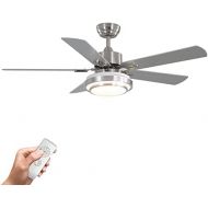 warmiplanet Ceiling Fan with Lights Remote Control, 52 Inch, Brushed Nickel (5-Blades)