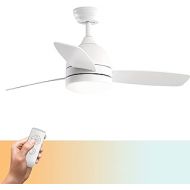 warmiplanet Ceiling Fan with Lights Remote Control, 48-Inch, Pure White, Silent Motor (3-Blades)