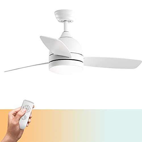  warmiplanet Ceiling Fan with Lights Remote Control, 48-Inch, Pure White, Silent Motor (3-Blades)