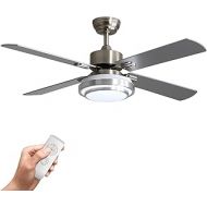 warmiplanet Ceiling Fan with Lights Remote Control, 52 Inch, Brushed Nickel Motor (4-Blades)