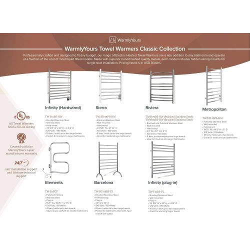  WarmlyYours 4-Bar Elements Towel Warmer, Plug-in, Polished Chrome