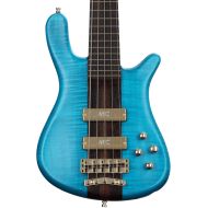 Warwick Masterbuilt Streamer Stage I 5-string Broadneck Electric Bass Guitar - Turquoise Blue Transparent Satin