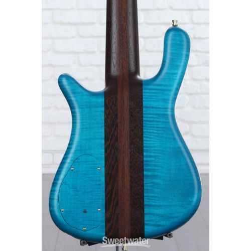  Warwick Masterbuilt Streamer Stage I 5-string Broadneck Electric Bass Guitar - Turquoise Blue Transparent Satin