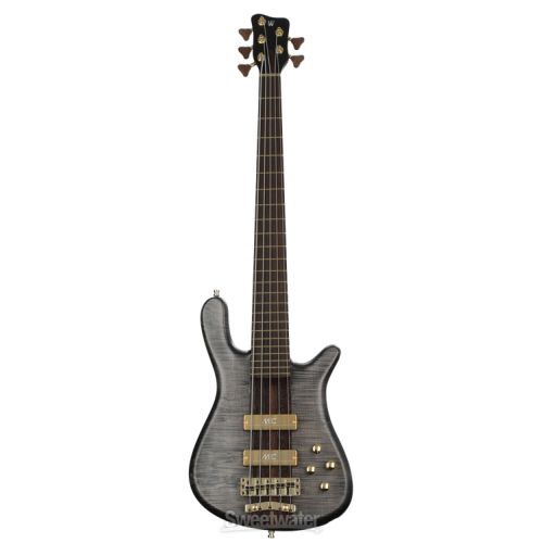  Warwick Masterbuilt Streamer Stage I 5-string Broadneck Electric Bass Guitar - Nirvana Black Transparent Satin