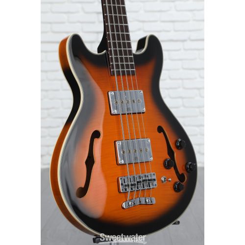 Warwick RockBass Star Bass 5-string Hollowbody Electric Bass - Vintage Sunburst Transparent