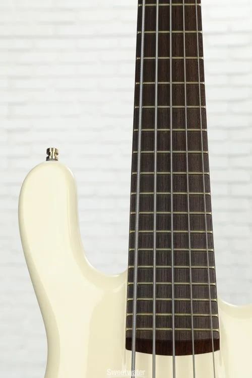  Warwick Masterbuilt Streamer Stage I 5-string Broadneck Electric Bass Guitar - Solid Creme White