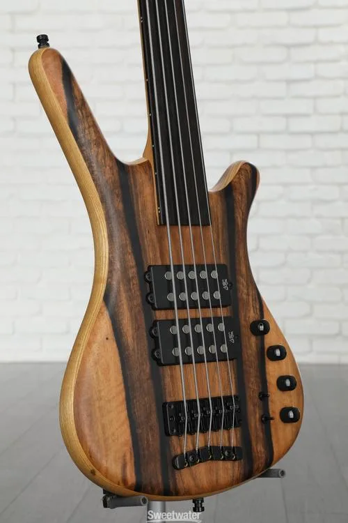  Warwick Pro Series Corvette $$ Limited-edition 2023 Electric Fretless 5-string Bass Guitar - Natural Marbled Ebony