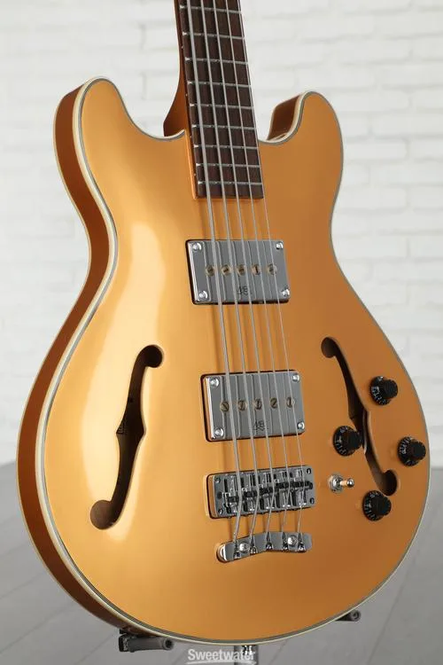  Warwick RockBass Star Bass 5-string Hollowbody Electric Bass - Metallic Gold