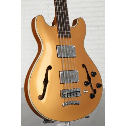  Warwick RockBass Star Bass 5-string Hollowbody Electric Bass - Metallic Gold