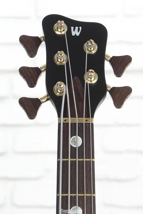  Warwick Masterbuilt Streamer Stage II 5-string Electric Bass Guitar - Amber Transparent Satin