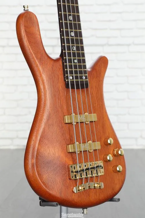  Warwick Masterbuilt Streamer Stage II 5-string Electric Bass Guitar - Amber Transparent Satin