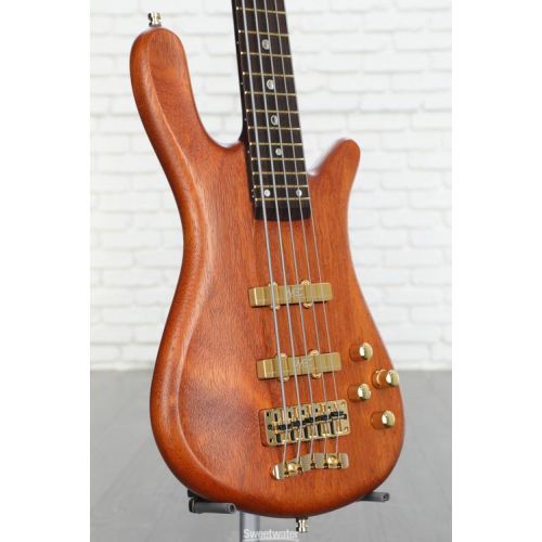  Warwick Masterbuilt Streamer Stage II 5-string Electric Bass Guitar - Amber Transparent Satin