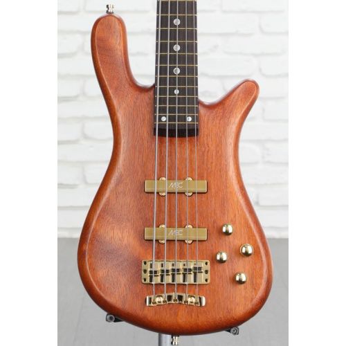  Warwick Masterbuilt Streamer Stage II 5-string Electric Bass Guitar - Amber Transparent Satin