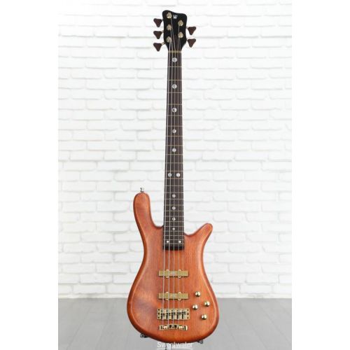  Warwick Masterbuilt Streamer Stage II 5-string Electric Bass Guitar - Amber Transparent Satin