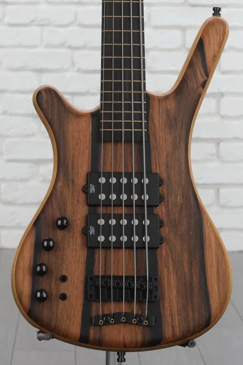 Warwick Pro Series Corvette $$ Limited-edition 2023 Left-handed Electric 5-string Bass Guitar - Natural Marbled Ebony