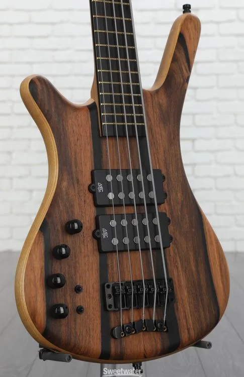  Warwick Pro Series Corvette $$ Limited-edition 2023 Left-handed Electric 5-string Bass Guitar - Natural Marbled Ebony