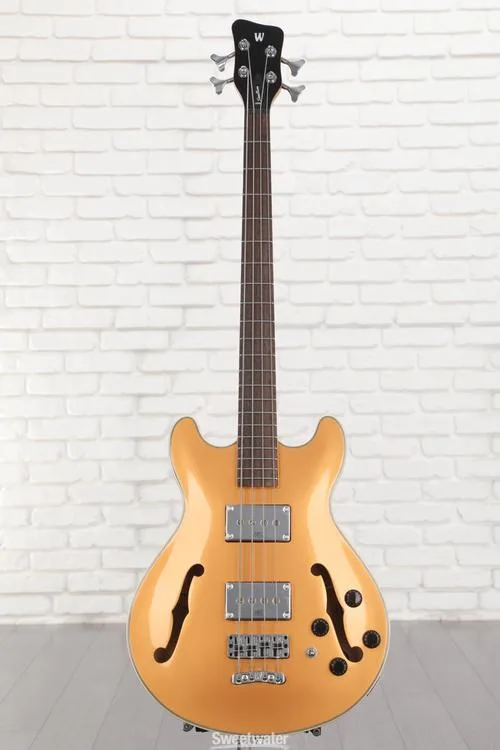  Warwick RockBass Star Bass 4-string Hollowbody Electric Bass - Metallic Gold Demo