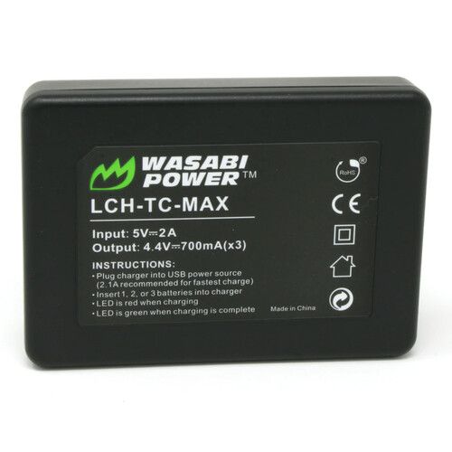  Wasabi Power Three-Bay Battery Charger with USB Cable for GoPro MAX Batteries