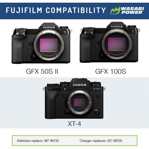  Wasabi Power Battery for Fujifilm NP-W235 & Compatible with Fujifilm GFX 50S II, GFX 100S, Fujifilm X-T4, VG-XT4 Vertical Battery Grip