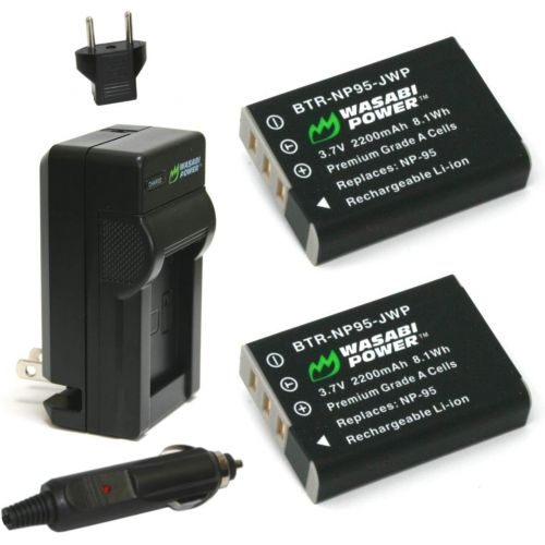  Wasabi Power Battery (2-Pack) and Charger for Fujifilm NP-95 and Fuji FinePix REAL 3D W1, X100, X100S, X-S1