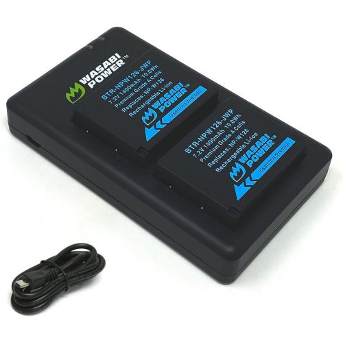  Wasabi Power NP-W126, NP-W126S Battery (2-Pack) Micro USB Dual Charger for Fuji X-T100, X-T200, X100F, X100V, X-S10, X-A5, X-A10, X-E4, X-Pro2, X-Pro3, X-T1, X-T2, X-T3, X-T10, X-T