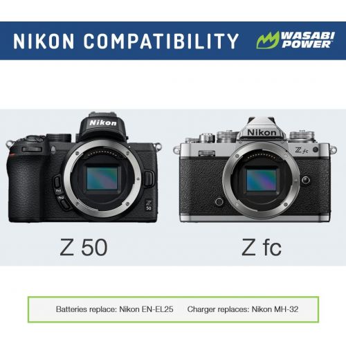  Wasabi Power Battery Charger for Nikon EN-EL25, Nikon MH-32, and Nikon Z50, Z 50, Z fc