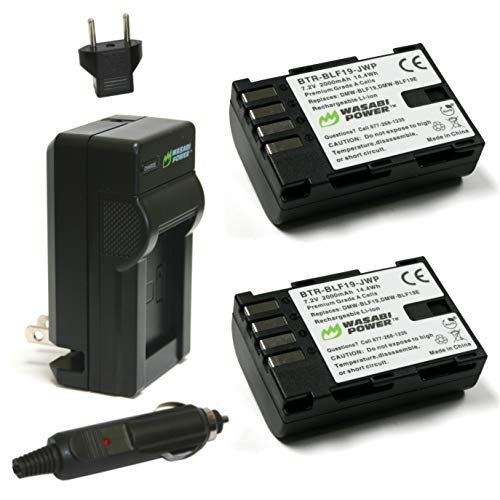  Wasabi Power Battery (2-Pack) and Charger for Panasonic DMW-BLF19 and Panasonic Lumix DMC-GH3, DMC-GH4