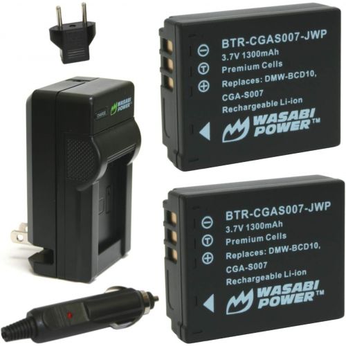  Wasabi Power Battery (2-Pack) and Charger for Panasonic CGA-S007, DMW-BCD10 and Select Panasonic Cameras