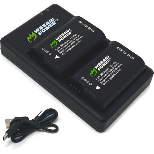  Wasabi Power Battery (2-Pack) and USB-C Dual Battery Charger for a Panasonic DMW-BLK22 High Capacity Battery and Panasonic Lumix DC-S5 Digital Cameras, Panasonic Lumix GH6, Panason