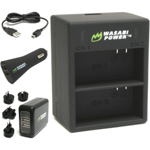  Wasabi Power Dual USB Battery Charger for GoPro HERO3, HERO3+ (with Car & Worldwide Plugs)