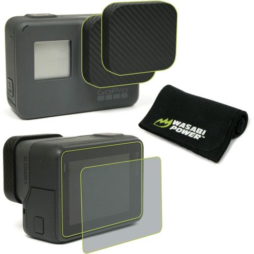  Wasabi Power Lens Cap (x2) & Screen Protector (x2) for GoPro HERO7, HERO6, HERO5 Black