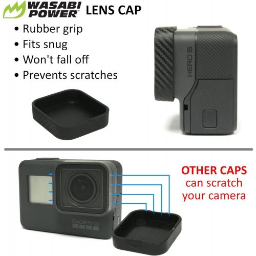 Wasabi Power Lens Cap (x2) & Screen Protector (x2) for GoPro HERO7, HERO6, HERO5 Black