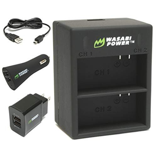  Wasabi Power Dual USB Battery Charger for GoPro HERO3, HERO3+ (with Car & US Plugs)