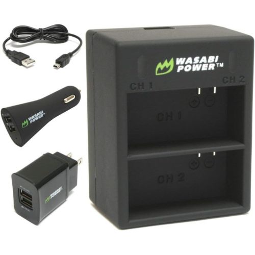  Wasabi Power Dual USB Battery Charger for GoPro HERO3, HERO3+ (with Car & US Plugs)