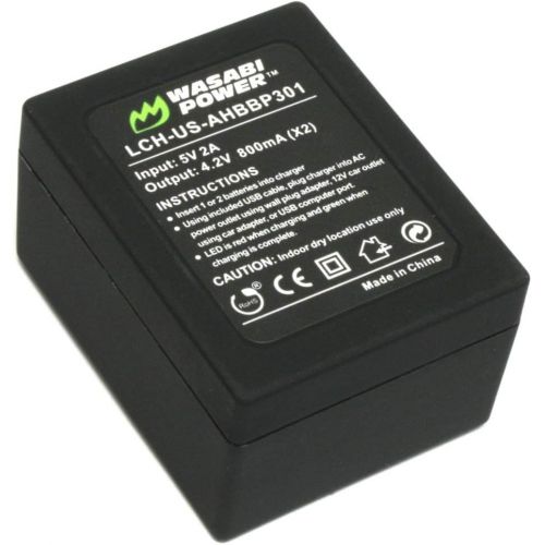  Wasabi Power Dual USB Battery Charger for GoPro HERO3, HERO3+ (with Car & US Plugs)