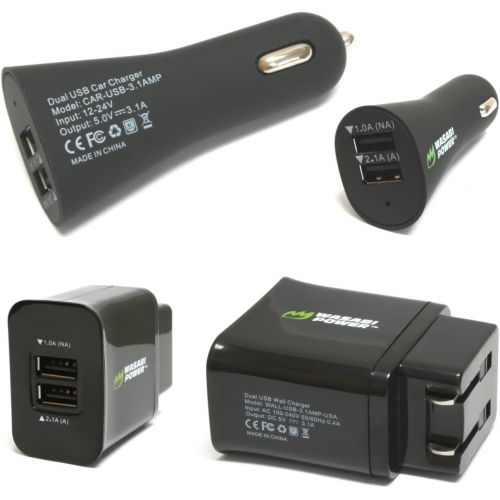  Wasabi Power Dual USB Battery Charger for GoPro HERO3, HERO3+ (with Car & US Plugs)