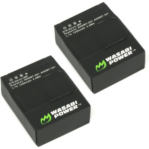  Wasabi Power Battery for GoPro HERO3, HERO3+ and GoPro AHDBT-201, AHDBT-301, AHDBT-302 (1200mAh, 2-Pack)