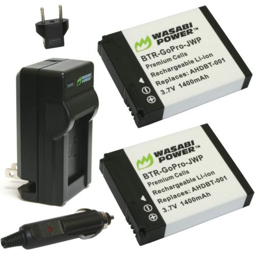  Wasabi Power Battery (2-Pack) and Charger for GoPro HD HERO2, GoPro Original HD HERO (2010 model) and GoPro AHDBT-001, AHDBT-002