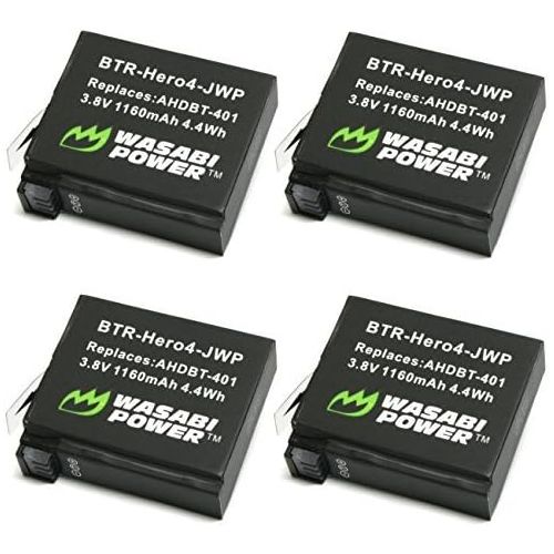  Wasabi Power Battery for GoPro HERO4 and GoPro AHDBT-401 (4-Pack)