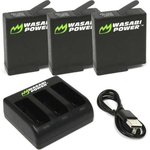  Wasabi Power Battery (3-Pack) and Triple Charger for Hero 7, Hero 6, Hero 5